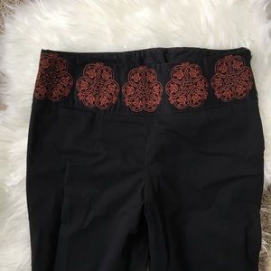 Anthropologie Black Embroidered Pants